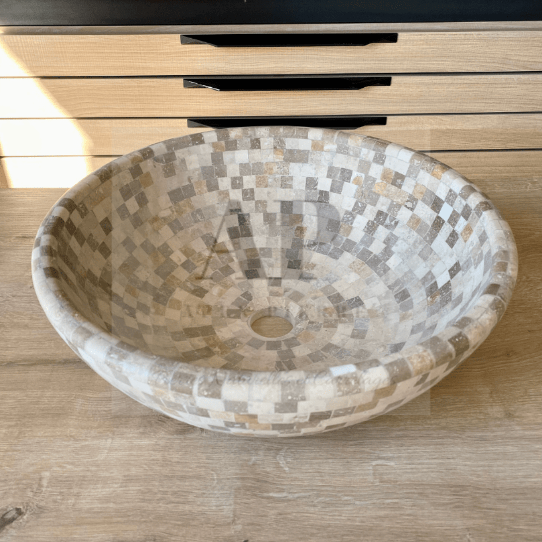 Vasque mosaïque en travertin Nuancé - Pierre naturelle - Apex Pierre (3)
