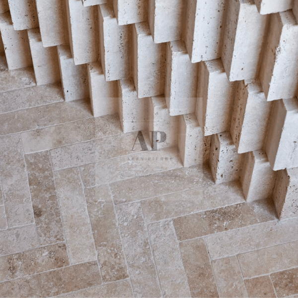 Travertin Chevron 1er Choix Clair Nuancé 1,2cm  - Vendu au m2 – Image 2