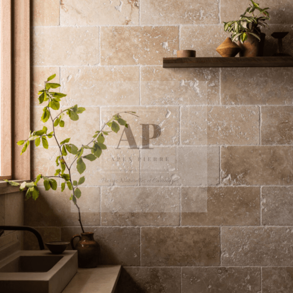 Travertin 20x40x1,2cm 2ième choix Nuancé - Vendu au m2