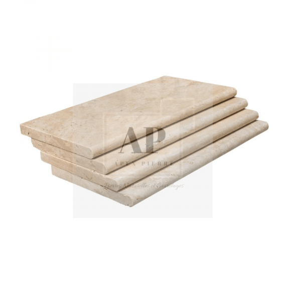 Margelle en travertin bord arrondi 61x33x3cm - 1er choix Clair - Vendu à l'unité – Image 2