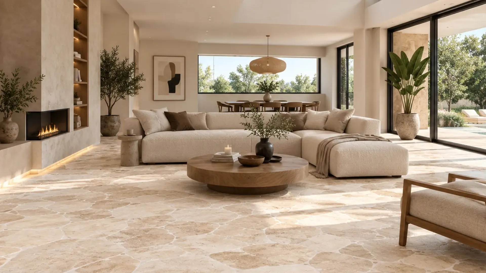 Plaque de travertin beige